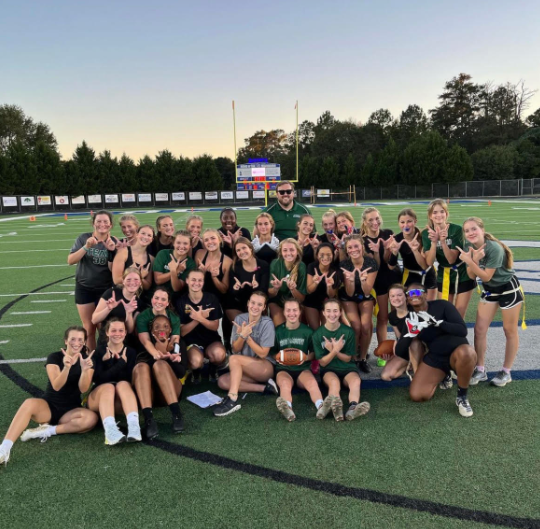 Athens Academy's flag football team after their first game and first win