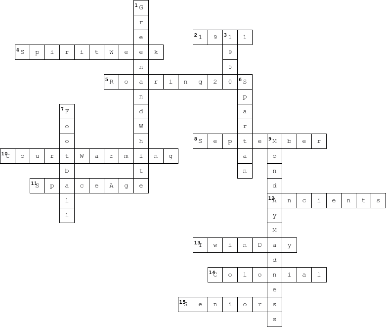Homecoming Crossword Answers