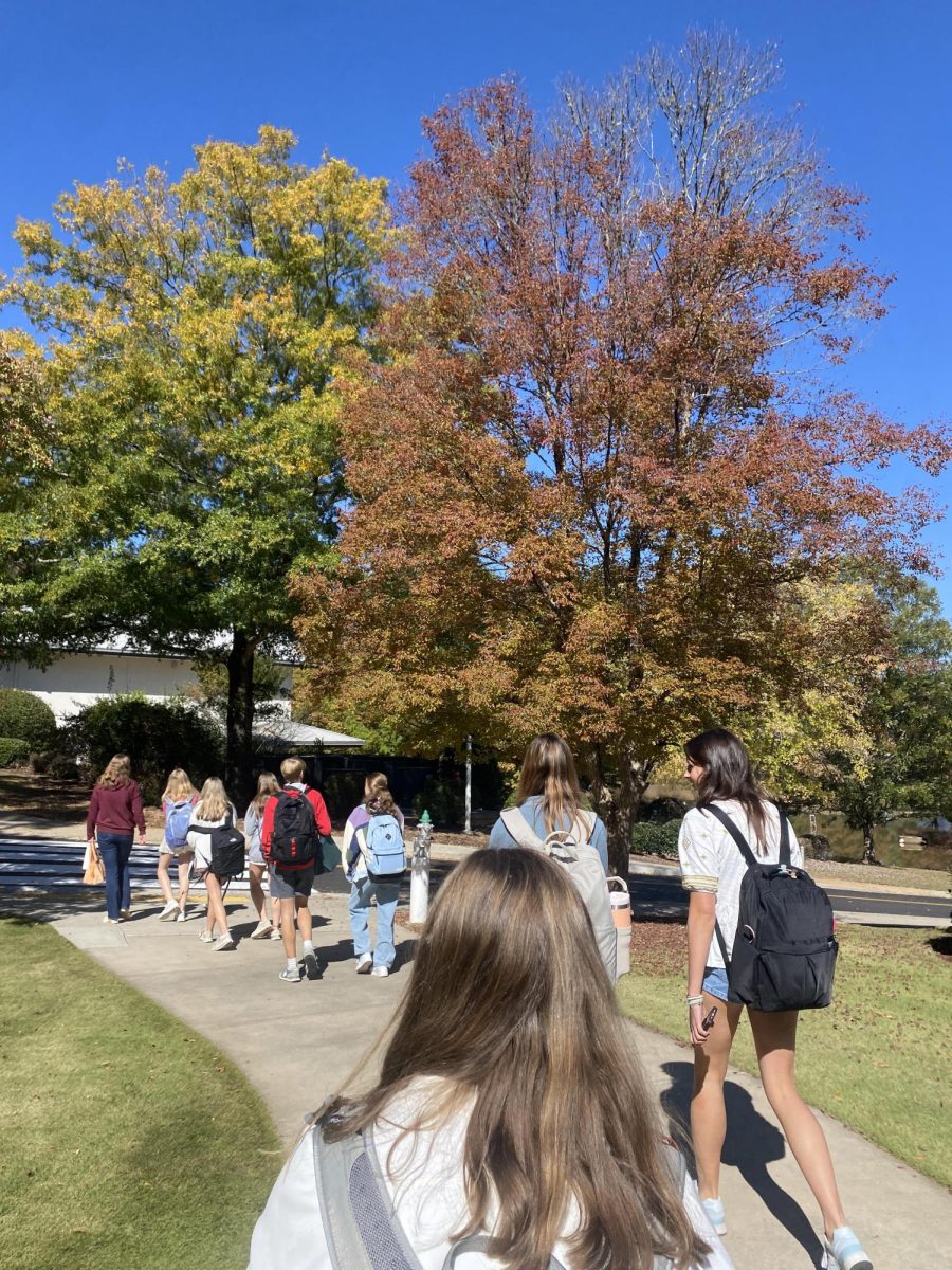 Students rushing to class
